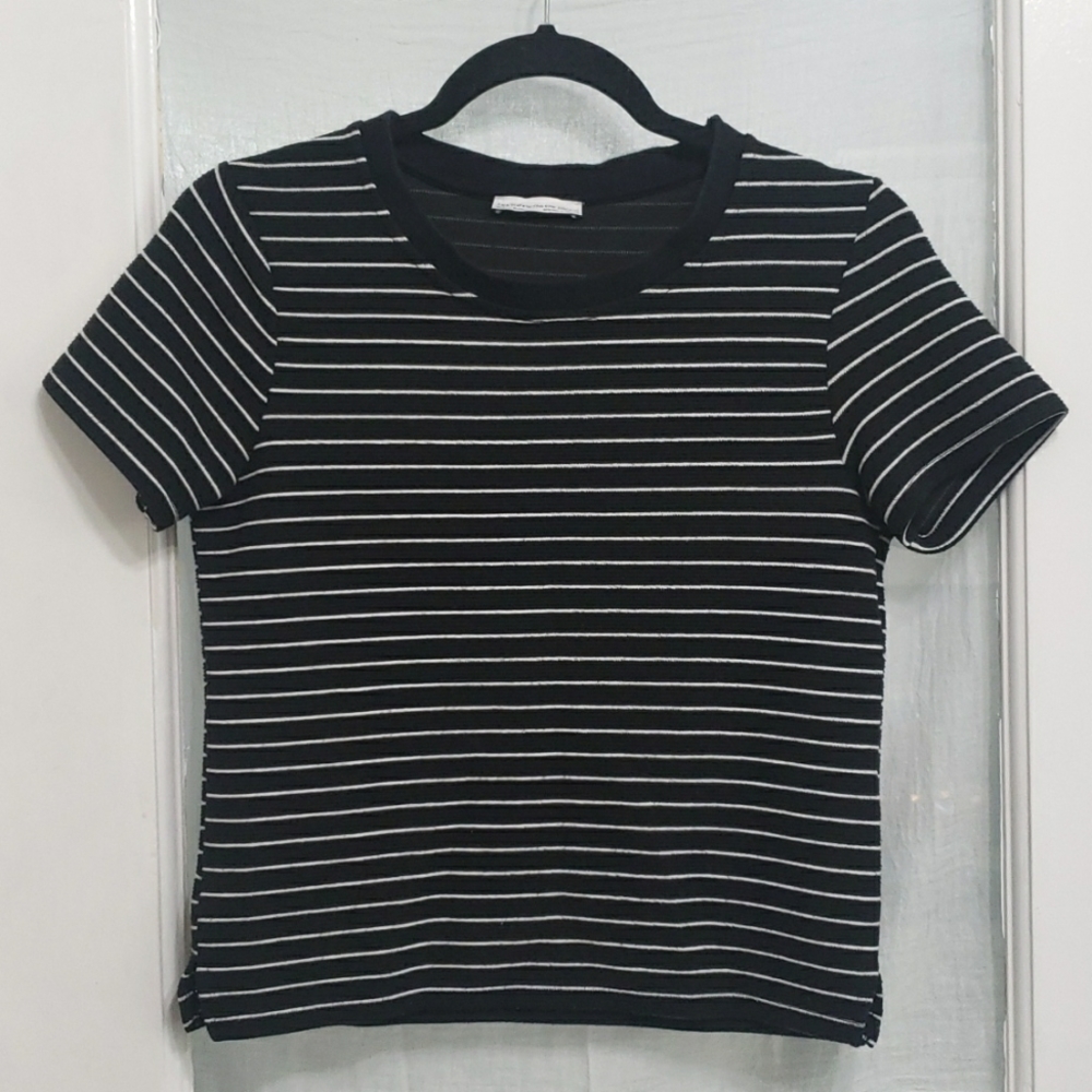Zara Trafaluc Black & White Striped Top